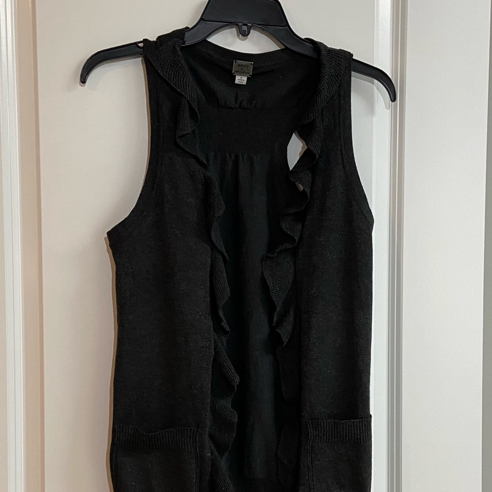 EUC - Poof Made With Love Black Ruffle Vest - Size Small - Picture 4 of 14